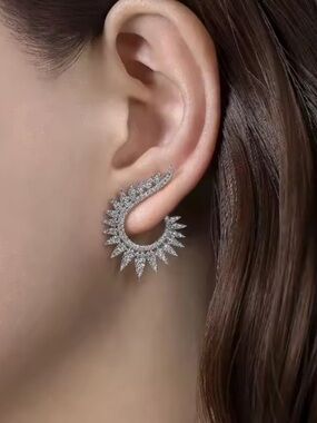 Anthropologie Silver Crystal Sunburst Ear Cuff